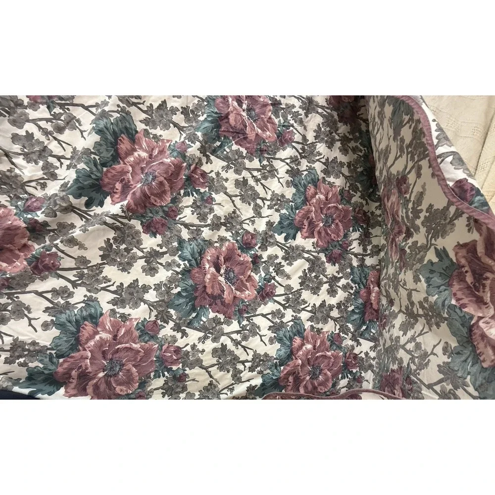 Vtg Floral King Flat Sheet Victorian Dark Romantic Percale Windsor 1989‎